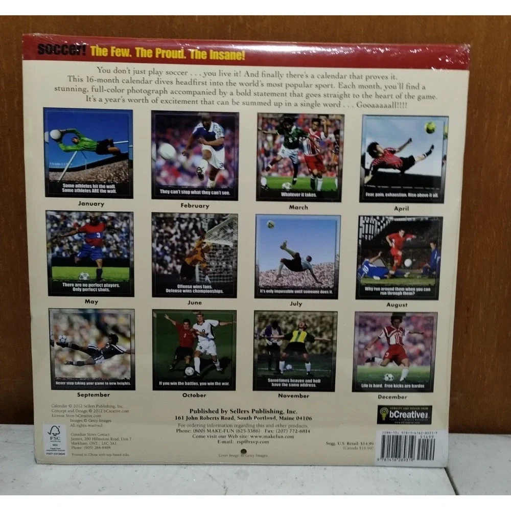 SOCCER- 2012 & 2013 Wall Calendars - Brand New & Sealed 16 Month